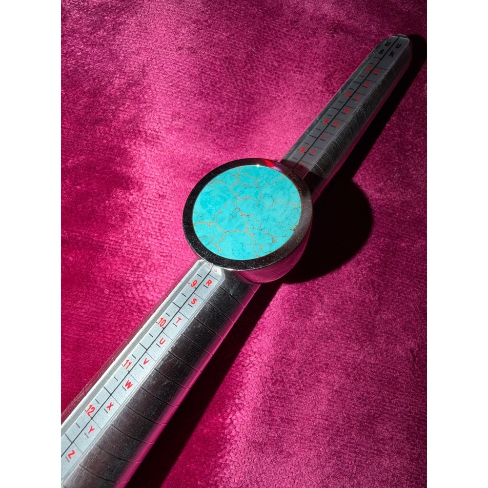 Michael Kors Silver Tone Turquoise Inlay Dome Statement Ring Size 7.5
